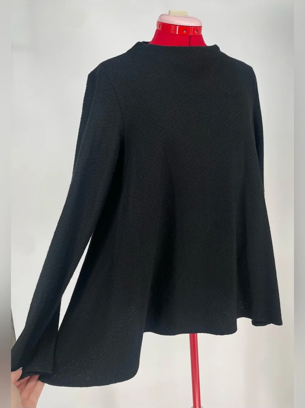 Elemente Clemente Black Swing Style Wool Cotton Blend Sweater Long Sleeve Top